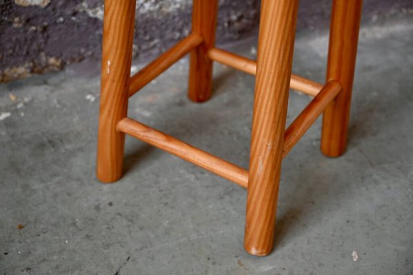 Chalet Style Pine Bar Stools, 1970s, Set of 2