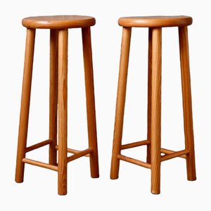 Chalet Style Pine Bar Stools, 1970s, Set of 2-AIU-1822234