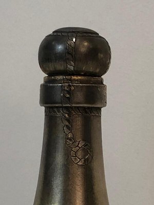 Champagne Bottle Shaker in Silver Plated Metal and Brass, France, 1930s-BA-803696