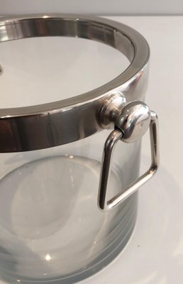 Champagne Bucket in Glass and Silver Metal, 1970s-BA-1458012