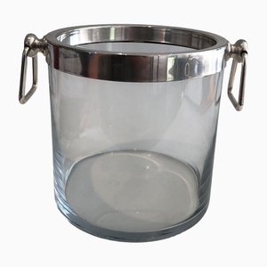 Champagne Bucket in Glass and Silver Metal, 1970s-BA-1458012