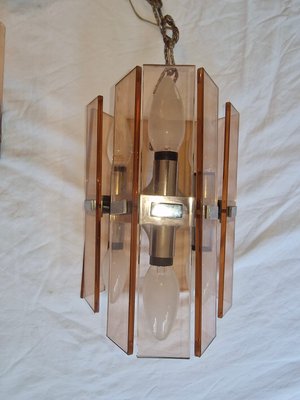 Chandelier and Veca Wall Lights from Fontana Arte, 1960s, Set of 3-EBW-2040194