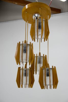 Chandelier and Wall Lamp from Drevo Humpolec, 1970s, Set of 2-TZ-1016728