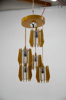 Chandelier and Wall Lamp from Drevo Humpolec, 1970s, Set of 2-TZ-1016728