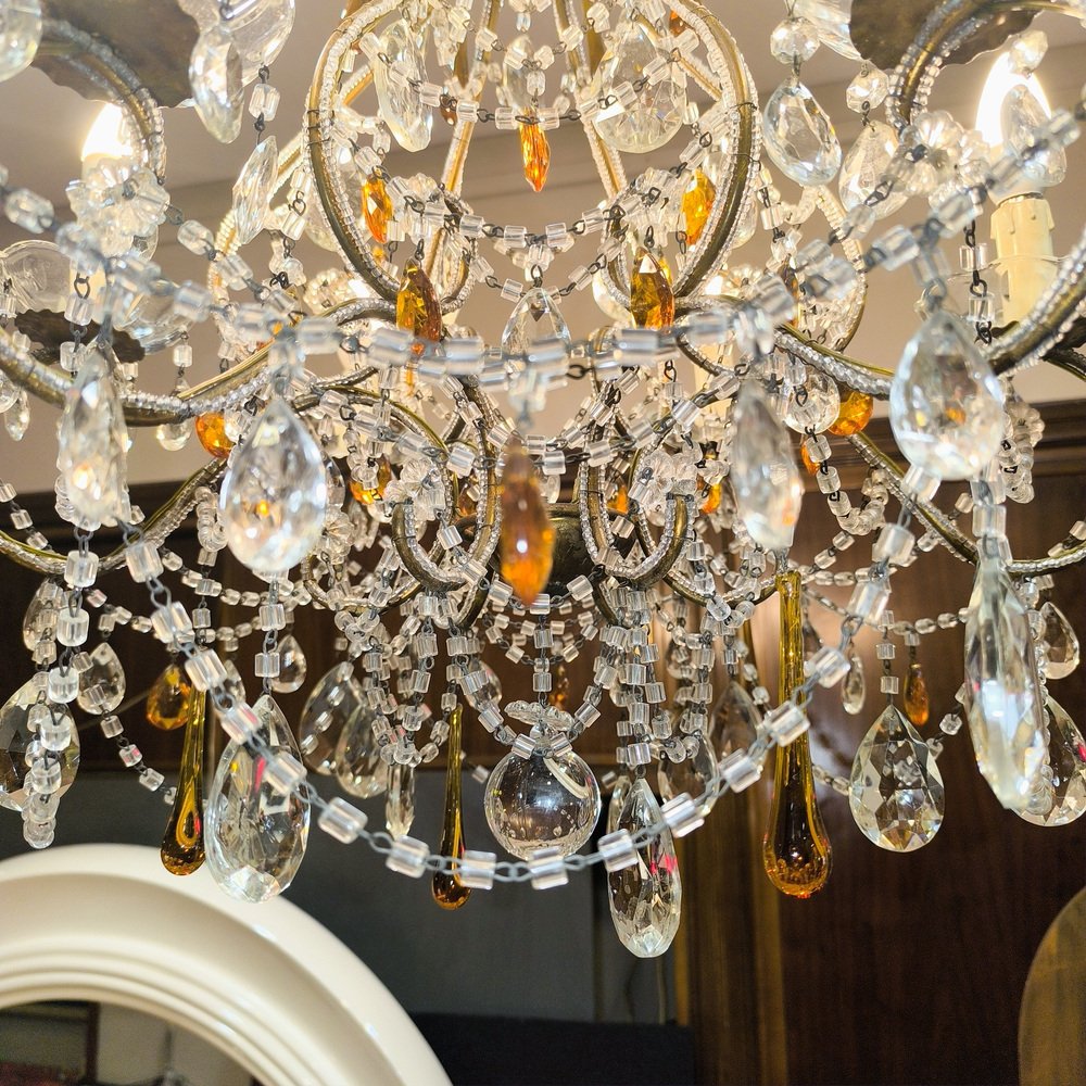 Chandelier Chandelier in Cut Crystal in the style of Maria Teresa, Italy, 1950s