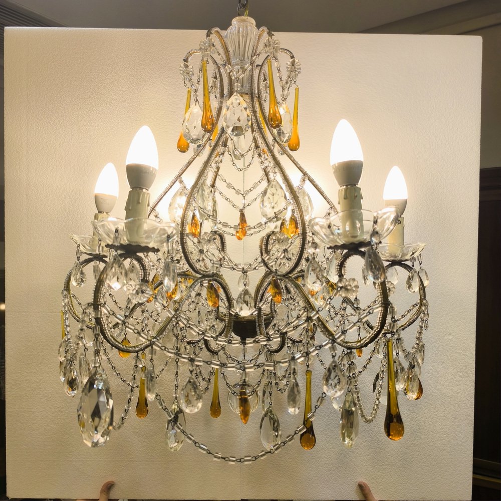 Chandelier Chandelier in Cut Crystal in the style of Maria Teresa, Italy, 1950s