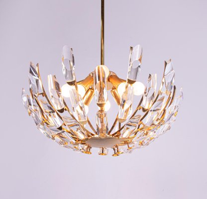 Chandelier Crystal Glass & Gilt Brass from Stilkronen, Italy, 1970s-DEK-2039457