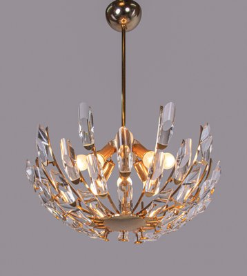 Chandelier Crystal Glass & Gilt Brass from Stilkronen, Italy, 1970s-DEK-2039457