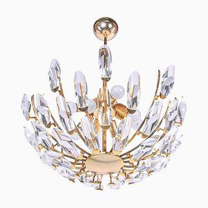 Chandelier Crystal Glass & Gilt Brass from Stilkronen, Italy, 1970s-DEK-2039457