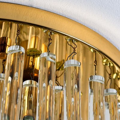 Chandelier Flush Mount in Brass and Crystal by Palme, 1960s-VDW-824862