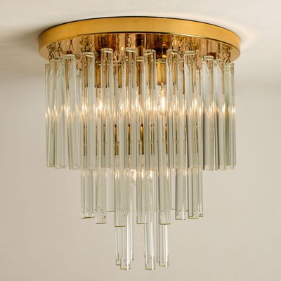 Chandelier Flush Mount in Brass and Crystal by Palme, 1960s-VDW-824862