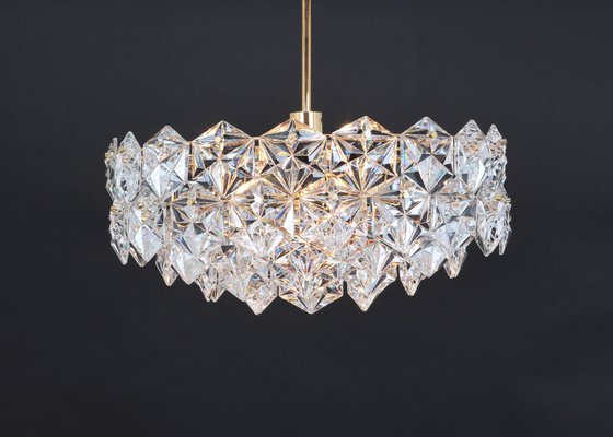 Chandelier Gilt Brass and Crystal Glass from Kinkeldey, Germany, 1970s-UGR-1085278