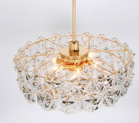 Chandelier Gilt Brass and Crystal Glass from Kinkeldey, Germany, 1970s-UGR-1085278