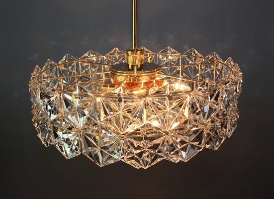 Chandelier Gilt Brass and Crystal Glass from Kinkeldey, Germany, 1970s-UGR-1085278