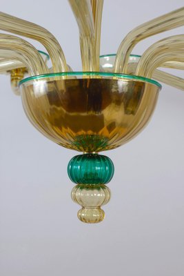 Chandelier in Amber and Emerald Hand Blown Glass attributed to Venini, 1970s-MBH-1757450