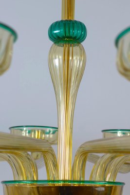 Chandelier in Amber and Emerald Hand Blown Glass attributed to Venini, 1970s-MBH-1757450