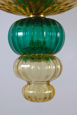 Chandelier in Amber and Emerald Hand Blown Glass attributed to Venini, 1970s-MBH-1757450