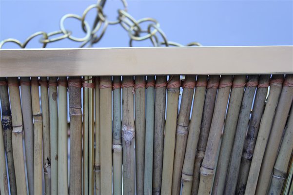 Chandelier in Brass and Bamboo, Italy, 1970s-EH-965163