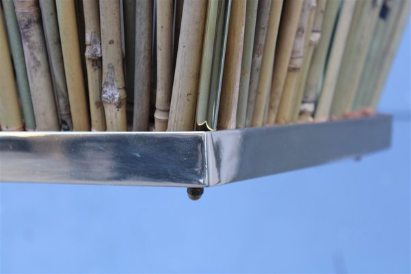 Chandelier in Brass and Bamboo, Italy, 1970s-EH-965163