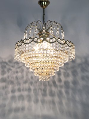 Chandelier in Brass Crown Ceiling Light, 6 Floors, 3 Lights, 1980s-MZP-2019683