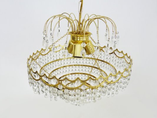 Chandelier in Brass Crown Ceiling Light, 6 Floors, 3 Lights, 1980s-MZP-2019683