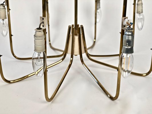 Chandelier in Brass with Fiber Glass Shades by Rupert Nikoll, Austria, 1962-BAF-1729789