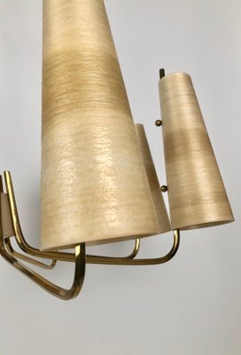 Chandelier in Brass with Fiber Glass Shades by Rupert Nikoll, Austria, 1962-BAF-1729789