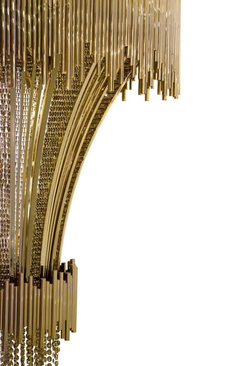 Chandelier In Brass With Swarovski Crystal