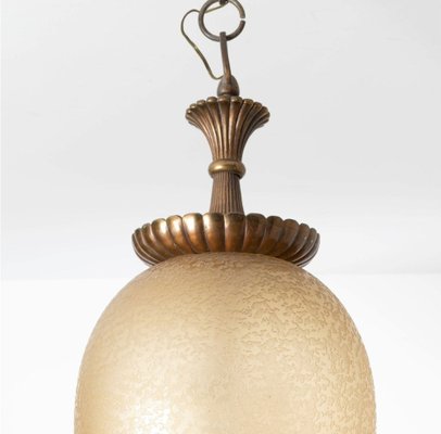 Chandelier in Bronze Decorated with Acidic Glass by Archimedes Seguso for Seguso Murano, 1940s-OHK-1786548