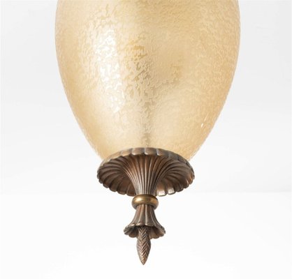 Chandelier in Bronze Decorated with Acidic Glass by Archimedes Seguso for Seguso Murano, 1940s-OHK-1786548