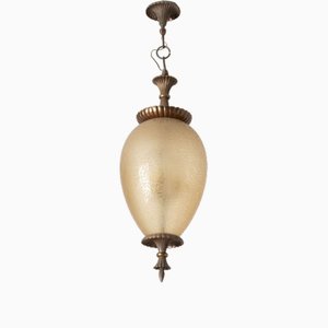 Chandelier in Bronze Decorated with Acidic Glass by Archimedes Seguso for Seguso Murano, 1940s-OHK-1786548