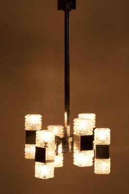 Chandelier in Chrome and Glass by Gaetano Sciolari, Italy, 1960s-FO-685783