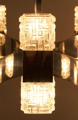 Chandelier in Chrome and Glass by Gaetano Sciolari, Italy, 1960s-FO-685783