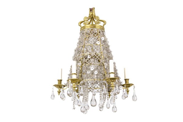 Chandelier in Crystal and Gilt Bronze, 1880s-CEJ-746834