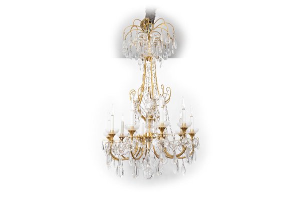 Chandelier in Crystal and Gilt Bronze, 1950s-CEJ-1073510