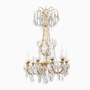 Chandelier in Crystal and Gilt Bronze, 1950s-CEJ-1073510