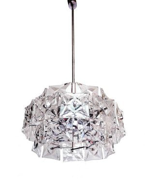 Chandelier in Crystal & Chrome from Kinkeldey, Germany, 1960s-DEK-932495