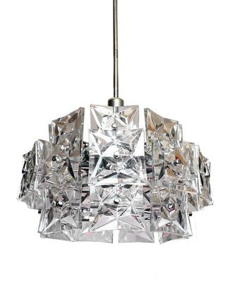 Chandelier in Crystal & Chrome from Kinkeldey, Germany, 1960s-DEK-932495