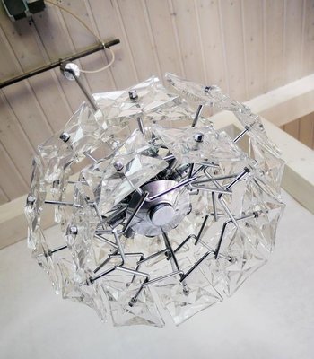 Chandelier in Crystal & Chrome from Kinkeldey, Germany, 1960s-DEK-932495