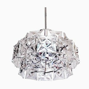 Chandelier in Crystal & Chrome from Kinkeldey, Germany, 1960s-DEK-932495