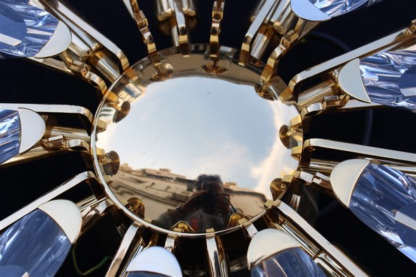 Chandelier in Gold Plating and Crystals by Oscar Torlasco for Stilkronen, 1970s-EH-945076