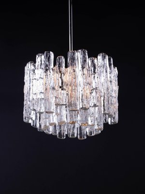 Chandelier in Iced Murano Glass & Nickel, 1960s, Austria-DEK-932675