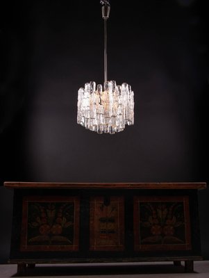 Chandelier in Iced Murano Glass & Nickel, 1960s, Austria-DEK-932675