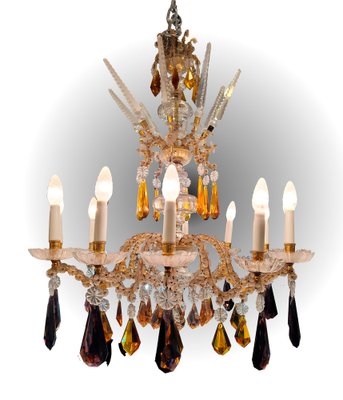 Chandelier in Purple and Amber Crystal, Italy, 1940s-NUC-1756368