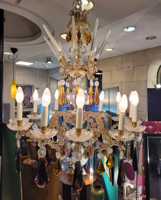 Chandelier in Purple and Amber Crystal, Italy, 1940s-NUC-1756368