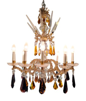 Chandelier in Purple and Amber Crystal, Italy, 1940s-NUC-1756368