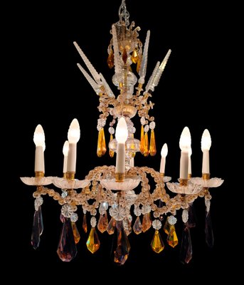 Chandelier in Purple and Amber Crystal, Italy, 1940s-NUC-1756368