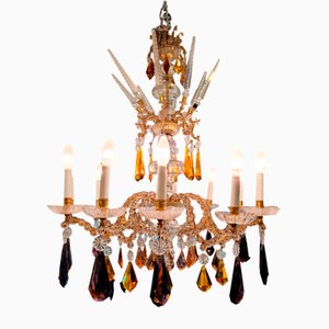 Chandelier in Purple and Amber Crystal, Italy, 1940s-NUC-1756368