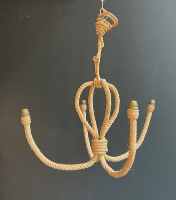 Chandelier in Rope fro Audoux Minet, 1950s-BA-1622474