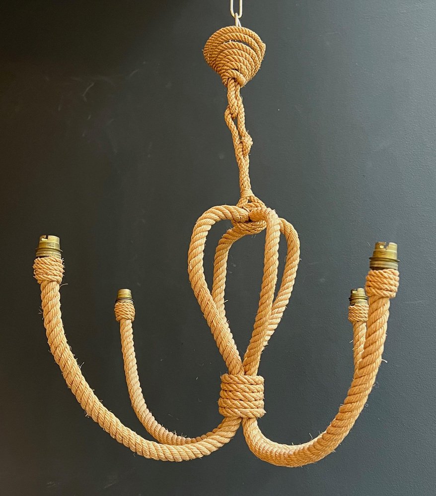 Chandelier in Rope fro Audoux Minet, 1950s